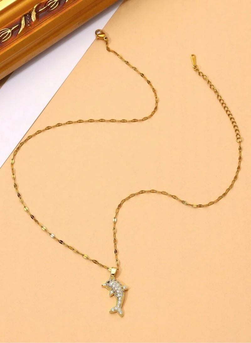 إيكوال سلسال نسائي مصنوع من الاستانلس ستيل مطلي باللون الذهبي - Image 3