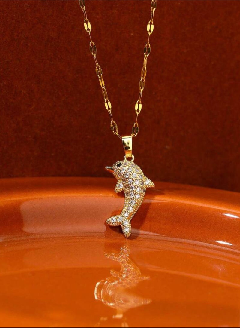 إيكوال سلسال نسائي مصنوع من الاستانلس ستيل مطلي باللون الذهبي - Image 1