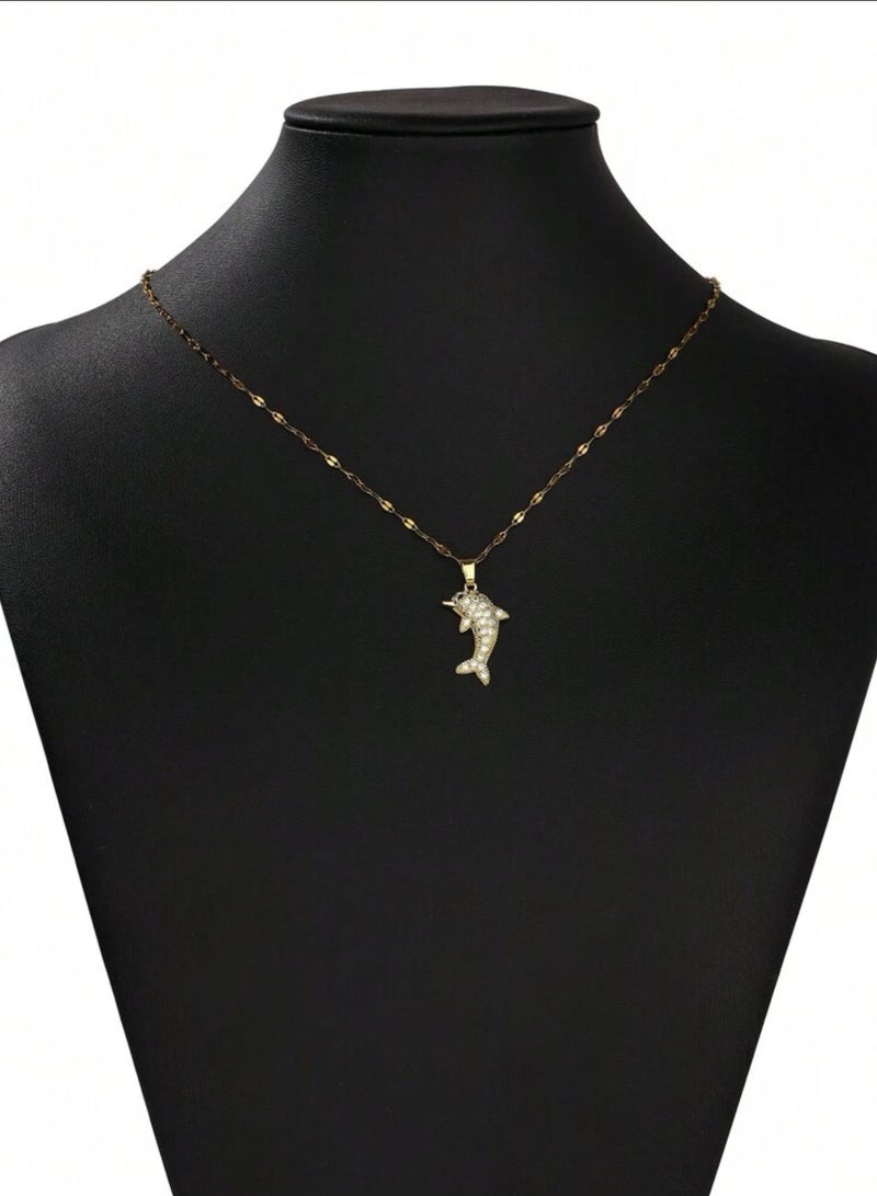 إيكوال سلسال نسائي مصنوع من الاستانلس ستيل مطلي باللون الذهبي - Image 2