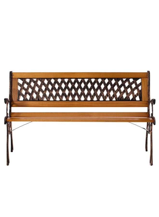 Gardenised QI003462L Patio Garden Park Yard 49" Outdoor Wooden Bench, Brown - Image 1