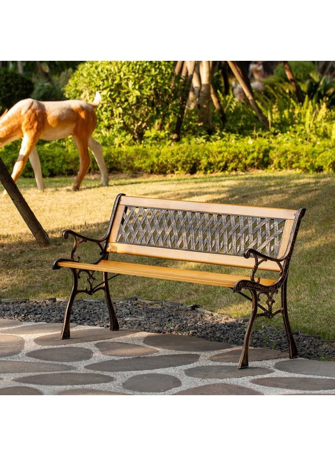 Gardenised QI003462L Patio Garden Park Yard 49" Outdoor Wooden Bench, Brown - Image 2