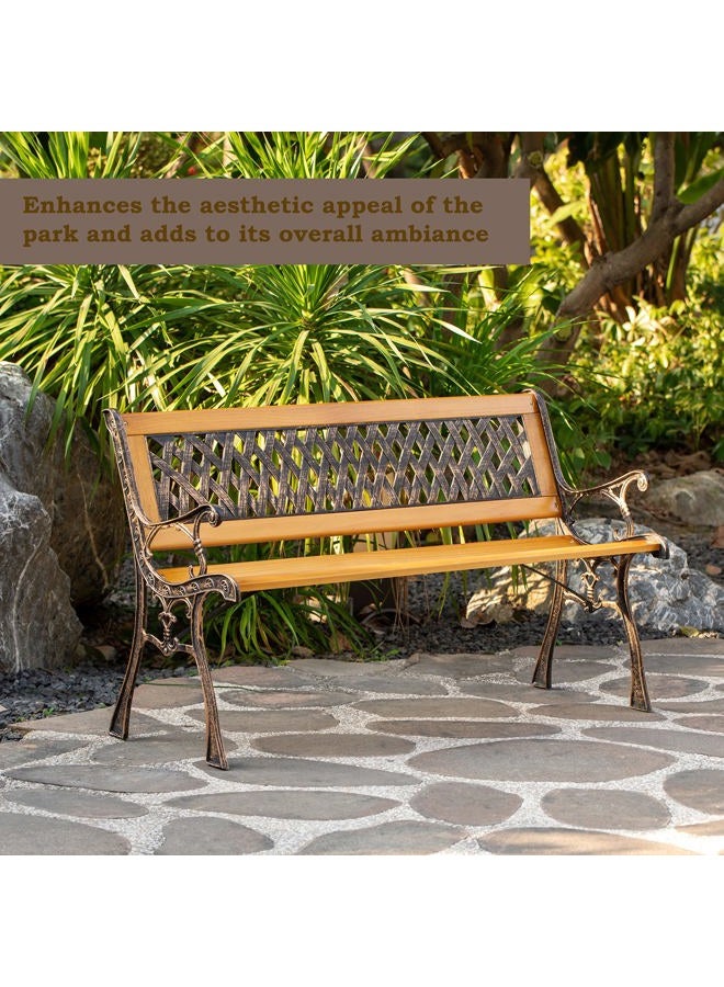 Gardenised QI003462L Patio Garden Park Yard 49" Outdoor Wooden Bench, Brown - Image 3