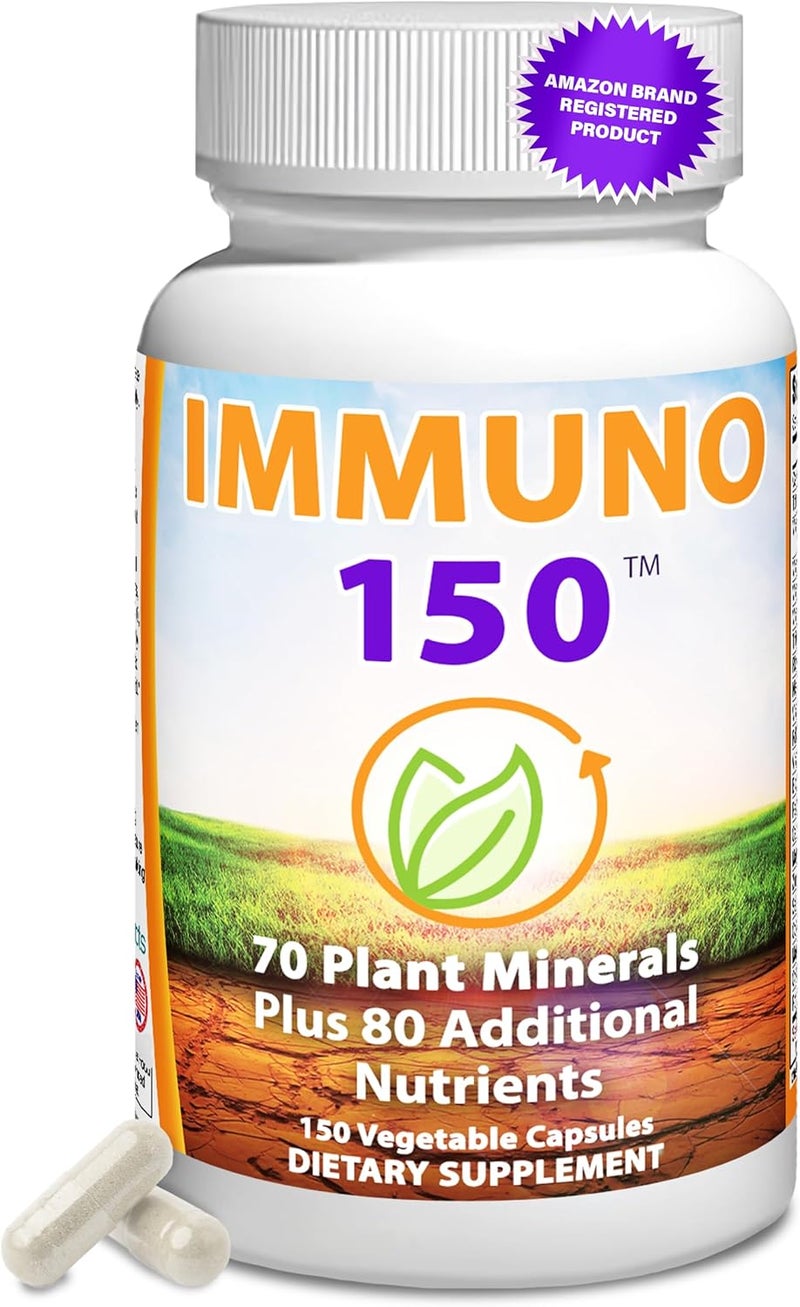 Immuno 150 مكمل دعم المناعة إيمونو 150 معبأ بـ 70 معدن نباتي و 13 فيتامين أساسي و 68 عنصر غذائي إضافي 150 كبسولة نباتية تعزيز المناعة لجميع الفئات العمرية - Image 1