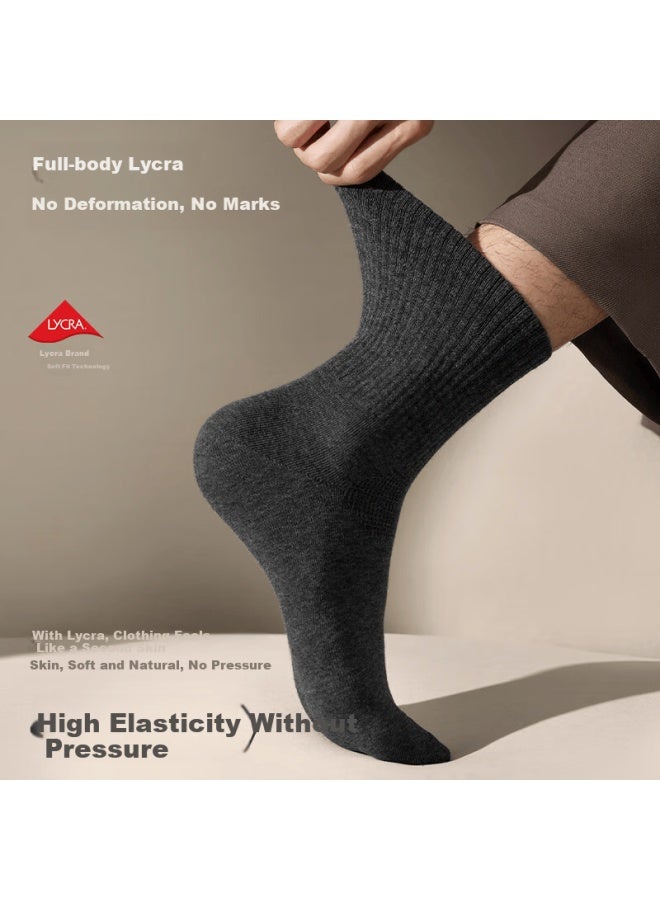 Zjzue 100% Cotton Socks For Men, Spring And Summer Style, Pure Cotton, Plant-based Antibacterial And Odor-resistant, Business Moisture-wicking Black Mid-calf Socks - Image 2