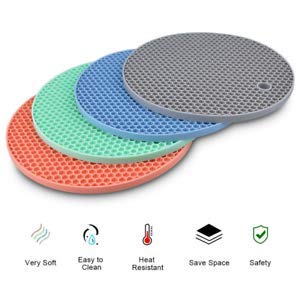 Seaspirit Seaspirit Round Shape Silica Gel Anti Heat Resistant Pot Holder Anti Slip Resistant Multipurpose Silicon Disc Pads(Pack of 4)  - Image 4