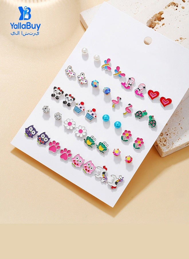 YallaBuy Hypoallergenic Earring Set for Girls – 20 Pairs Cute Stud Earrings for Kids & Women with Sensitive Ears, Nickel-Free Screw Back Earrings Pack, Cute Aretes para Niñas - Image 5