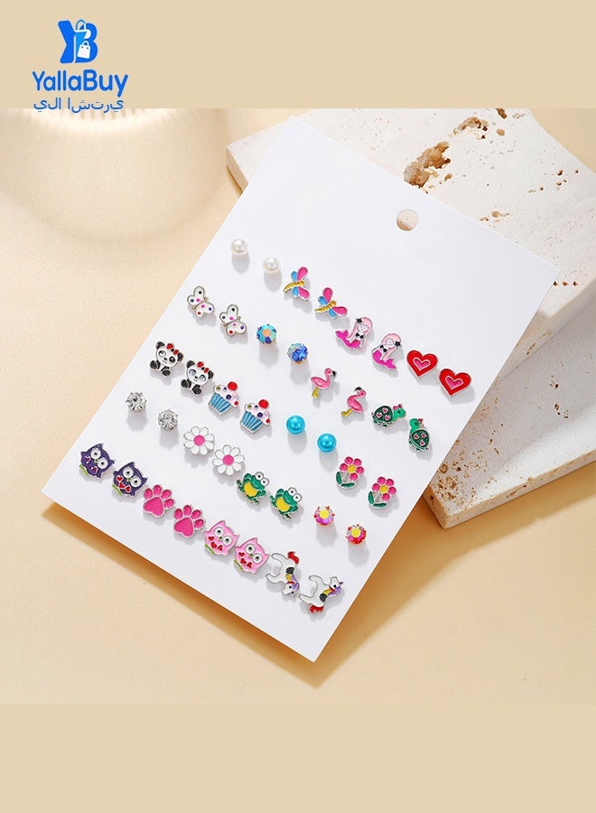 YallaBuy Hypoallergenic Earring Set for Girls – 20 Pairs Cute Stud Earrings for Kids & Women with Sensitive Ears, Nickel-Free Screw Back Earrings Pack, Cute Aretes para Niñas - Image 4