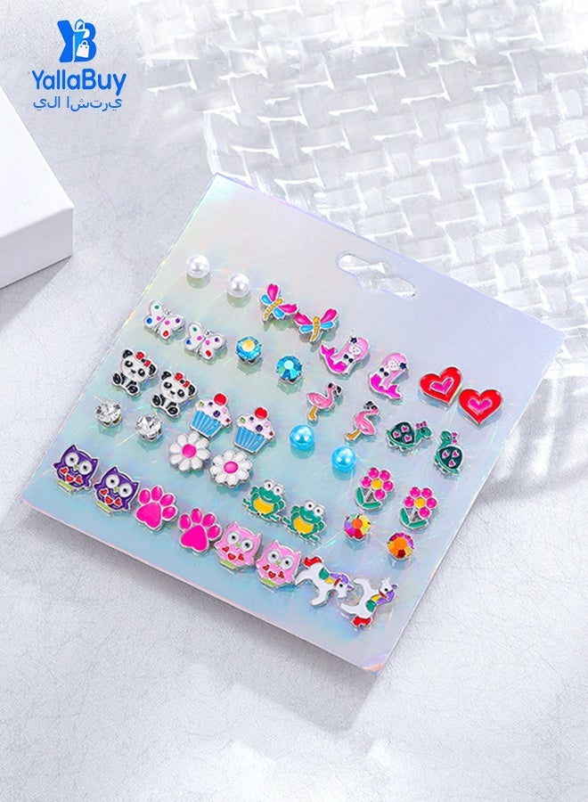 YallaBuy Hypoallergenic Earring Set for Girls – 20 Pairs Cute Stud Earrings for Kids & Women with Sensitive Ears, Nickel-Free Screw Back Earrings Pack, Cute Aretes para Niñas - Image 2