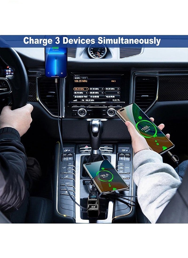 EzzySo 12/24V 60W Fast Car Charger with Retractable Charging Cable Fast Car Power Adapter PD20W for iPhone Type C 40W Car Bluetooth USB Charger Plug with iPhone,Samsung,Galaxy,Huawei,Xiaomi - Image 2