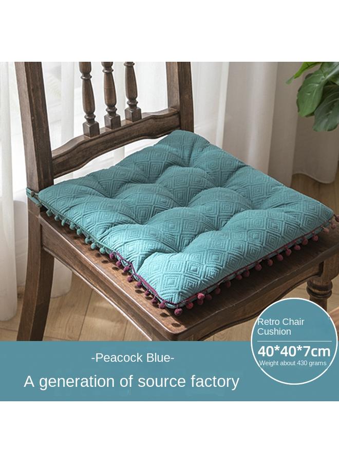 الأزرق جي دبليو وسادة حديثة بسيطة كرسي وسادة ذات لون نقي غرفة المعيشة كرسي طعام وسادة مؤخرة الجلوس لفترة طويلة غير قابلة للانزلاق مع وسادة مقعد مربعة - Image 1