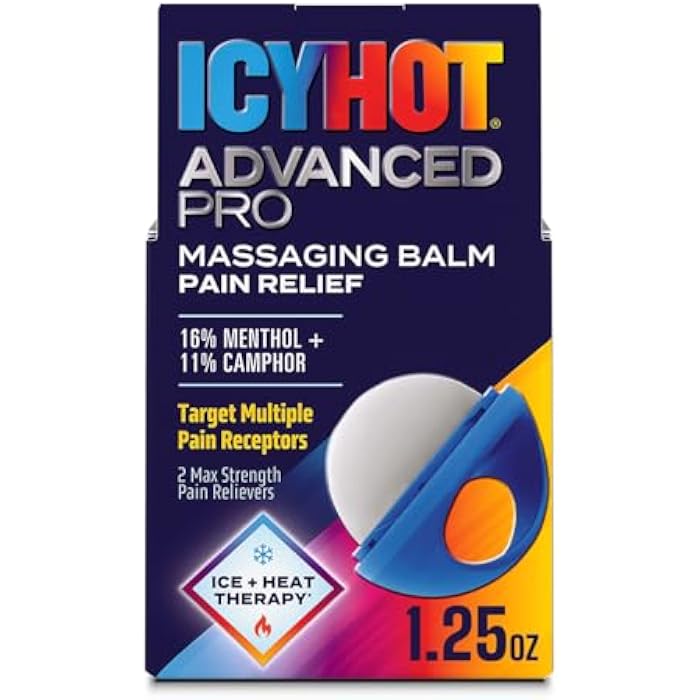 Icy Hot Advanced PRO Pain Relief Massaging Balm, Fast-Acting Max Strength Pain Relief With Menthol 16% and Camphor 11% for Backaches, Joints, Muscle Strains and Arthritis, Essential Oil Scent, 1.25 oz - Image 1