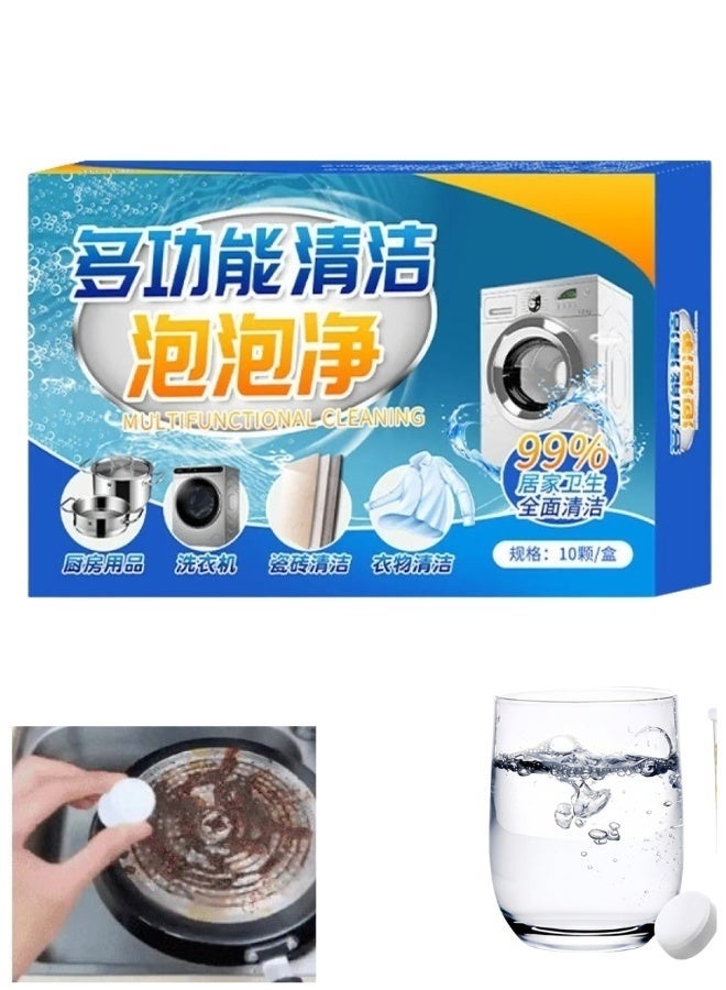 Water Bottle Cleaning and Limescale Removal Tablets, 10 Pieces. A versatile cleaner for various household items, individually wrapped – effervescent tablets for cleaning kettles, coffee makers, cups, clothes, shoes, and furniture. Effective stain and odor remover for stainless steel, plastic, and glass. Deep cleans containers and drinking bottles. Easy to use, no scrubbing required. - Image 1