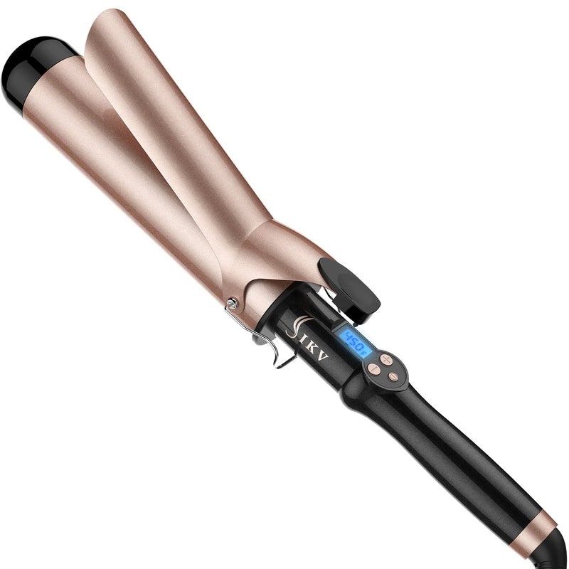IKV 2 Inch Curling Iron Extra Long Barrel for Long Hair, Large Barrel Curling Wand Ceramic Tourmaline with LCD Display,10 Temps, Dual Voltage - Image 1