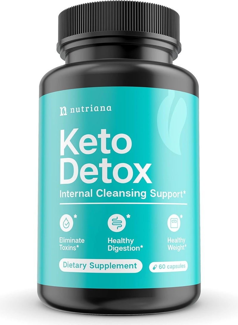نوتريانا منظف ​​السموم - حبوب الكيتو، مكمل غذائي للكبد للرجال والنساء - حبوب الكيتو، مكمل غذائي للصيام، لصحة القولون، ودعم الكلى، وتعزيز عملية الأيض، 60 كبسولة - Image 1