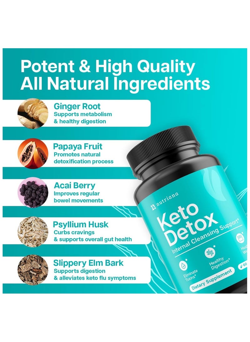 نوتريانا منظف ​​السموم - حبوب الكيتو، مكمل غذائي للكبد للرجال والنساء - حبوب الكيتو، مكمل غذائي للصيام، لصحة القولون، ودعم الكلى، وتعزيز عملية الأيض، 60 كبسولة - Image 3