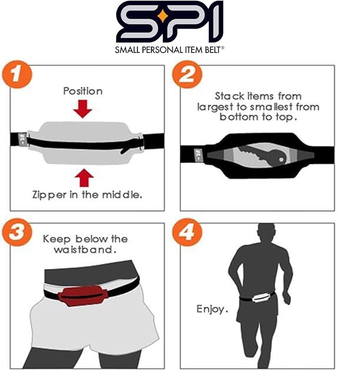 SPIbelt حزام الجري SPIbelt للنساء والرجال، حامل الهاتف للجري، حقيبة الخصر للجري، حامل للهاتف، حقيبة الخصر للجري، حزام قابل للتعديل، [يتناسب مع جميع الهواتف]. أبيض مع سحاب أبيض - Image 5