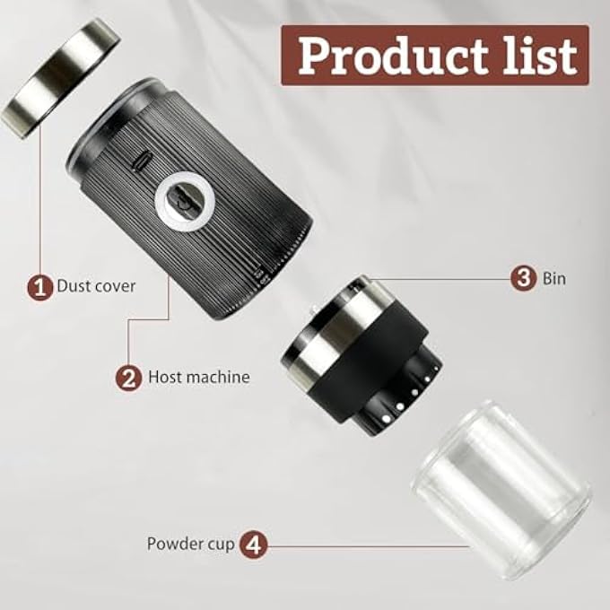 DMG TECH Electric Coffee Grinder  Portable  Rechargeable With Adjustable Settings TypeC Charging Removable Bowl  Brush  For Espresso French Press Pour Over Home  Travel - Image 4