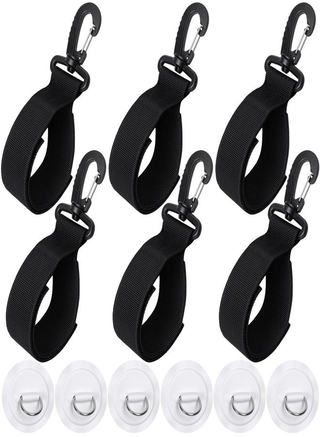 Samlior 6 Pack Adjustable Kayak Paddle Holder Paddle Strap and Stainless Steel D-Ring Patch Set for Inflatable Boat Kayak Dinghy, Universal Paddleboard Keeper Accessories, NO Glue Included - Image 1