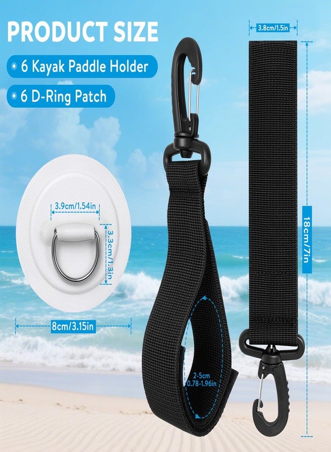 Samlior 6 Pack Adjustable Kayak Paddle Holder Paddle Strap and Stainless Steel D-Ring Patch Set for Inflatable Boat Kayak Dinghy, Universal Paddleboard Keeper Accessories, NO Glue Included - Image 2
