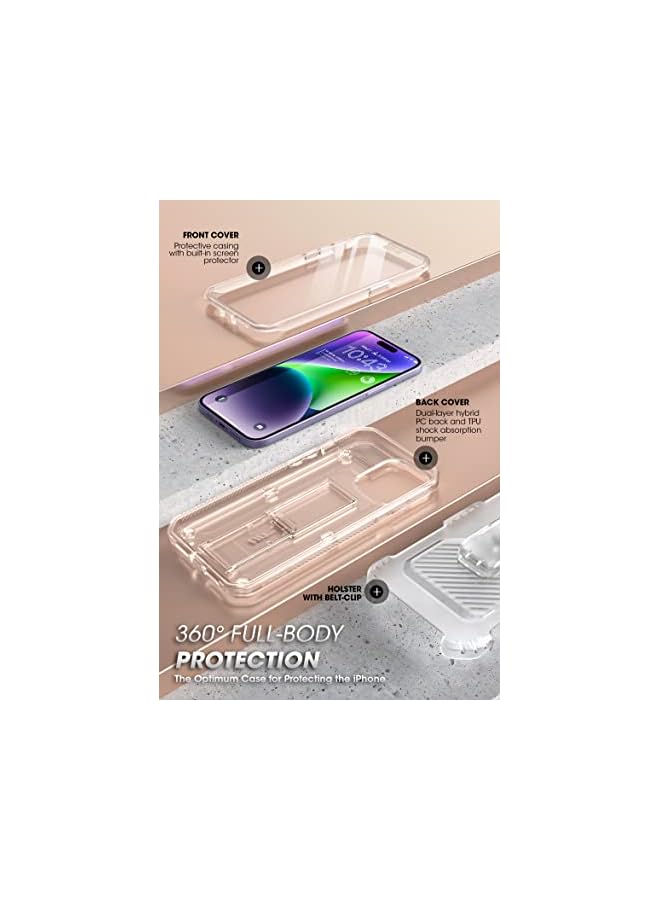 سوبكيس حافظة يونيكورن بيتل برو لهاتف آيفون 14 برو ماكس 6.7 بوصة، مع واقي شاشة مدمج ومسند ومشبك حزام وحافظة متينة شديدة التحمل - Image 4