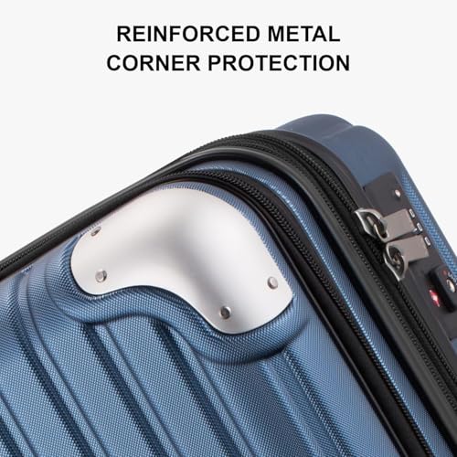LEVEL8 Grace Carry On Luggage Airline Approved, 20 Inch Expandable Hardside Carry On Suitcase With Wheels, Abs+Pc Small Luggage with Tsa Lock, Blue, 20-Inch - Image 5