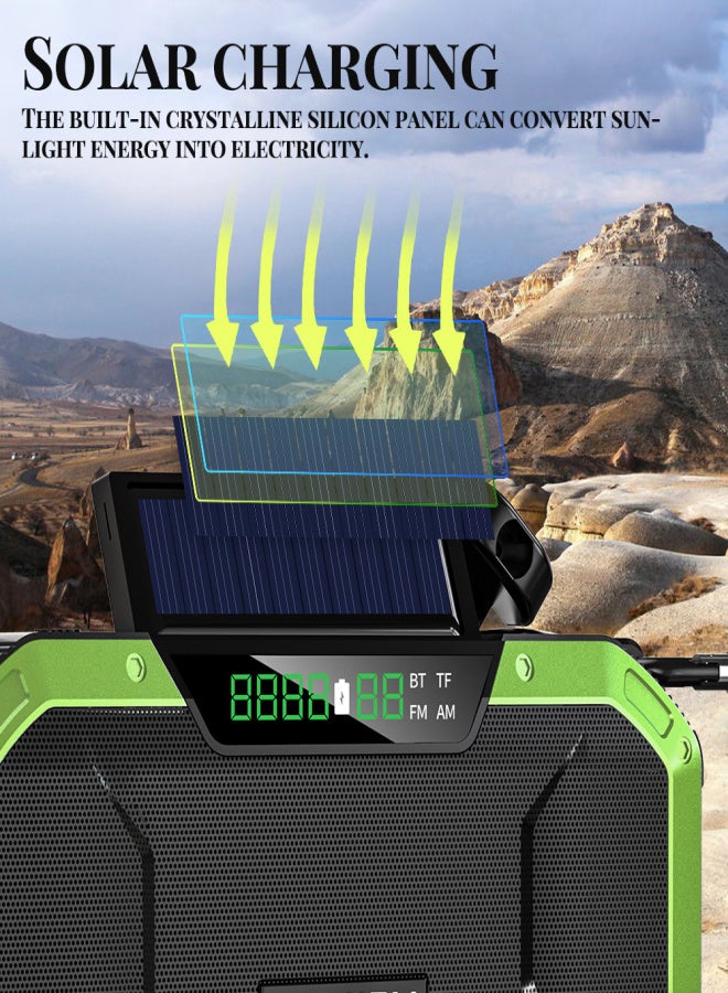 Portable Hand Crank Radio Multifunction IPX6 Waterproof Outdoor Emergency FM Radio BT Speaker with LED Light - Image 3