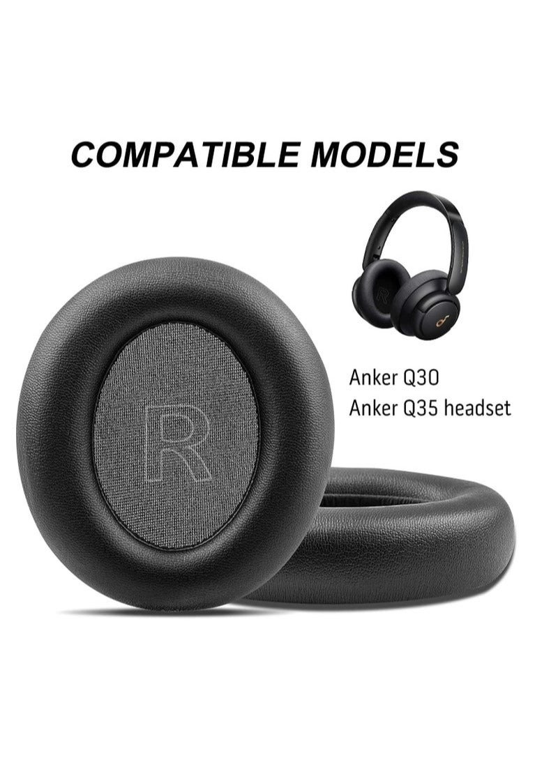 Replacement Earpads Cushions for Anker Soundcore Headphones Q30 and Anker Q35, Life Q30 Earpads Ear Cushions with Protein Leather Skin and Memory Foam (Black) - Image 2