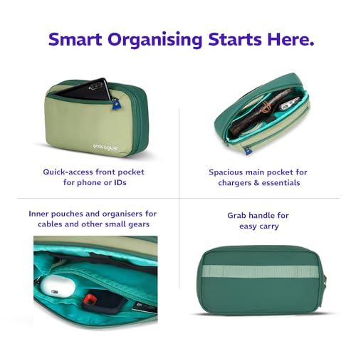 Provogue Vault Tech Organizer Pouch, Gadget Organiser for Travel, Office & Daily Use, Storage Case for Cables, Chargers & Hard Disk, Compact Electronics Organizer for Men & Women, Sage Green - Image 4