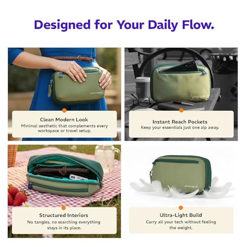 Provogue Vault Tech Organizer Pouch, Gadget Organiser for Travel, Office & Daily Use, Storage Case for Cables, Chargers & Hard Disk, Compact Electronics Organizer for Men & Women, Sage Green - Image 5