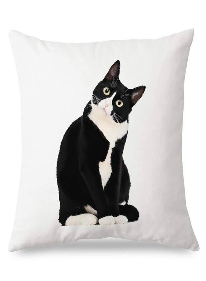 JINYO Black and White Tuxedo Cat Pillow Covers 18x18 inch, Tuxedo Cat Gifts, Cat Home Room Decor, Cats Decorations for The Home - Image 1