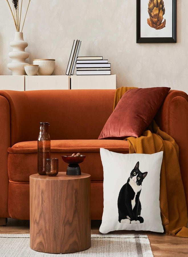 JINYO Black and White Tuxedo Cat Pillow Covers 18x18 inch, Tuxedo Cat Gifts, Cat Home Room Decor, Cats Decorations for The Home - Image 3