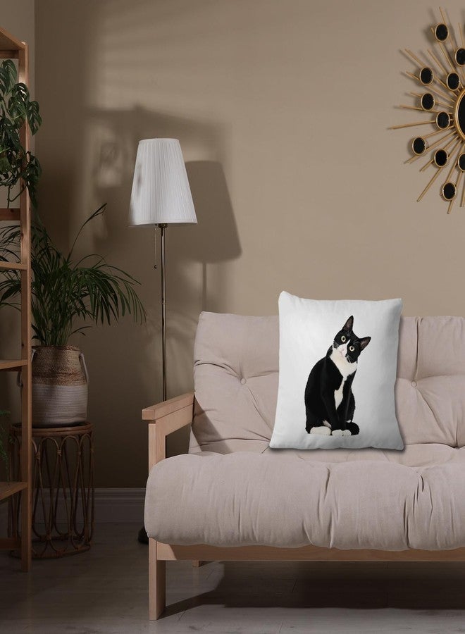 JINYO Black and White Tuxedo Cat Pillow Covers 18x18 inch, Tuxedo Cat Gifts, Cat Home Room Decor, Cats Decorations for The Home - Image 5