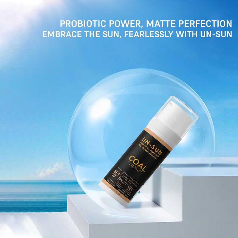 COAL CLEAN BEAUTY COAL Clean Beauty UnSun SPF 50 PA Sunscreen with Probiotics UVAUVB AntiAgeing Blue Light Protection Water Resistant Men Women All Skin types 30g - Image 5