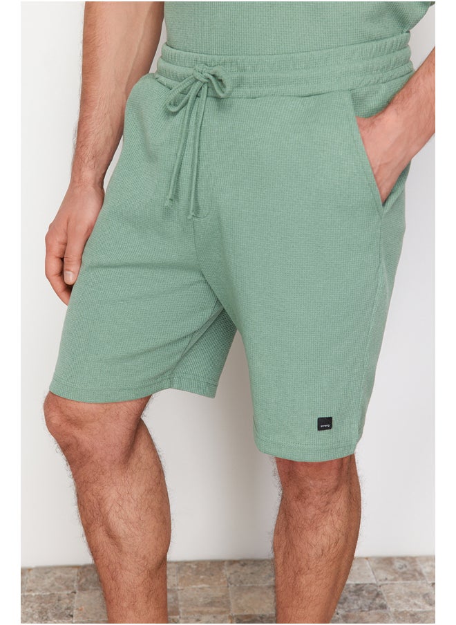 trendyol Mint Regular/Normal Cut Textured Fabric Labeled Polo Collar Tracksuit Set TMNSS23EM00003  - Image 1