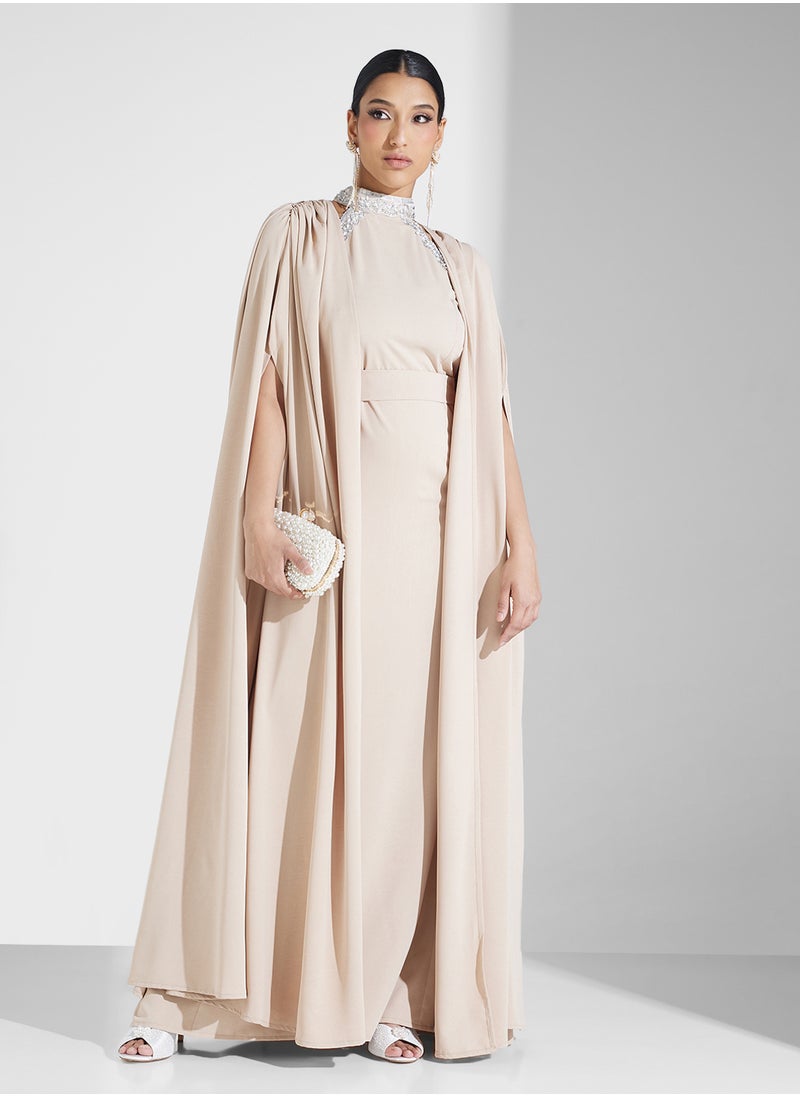 hayas closet Embellished Cape Sleeve Dress  - Image 1