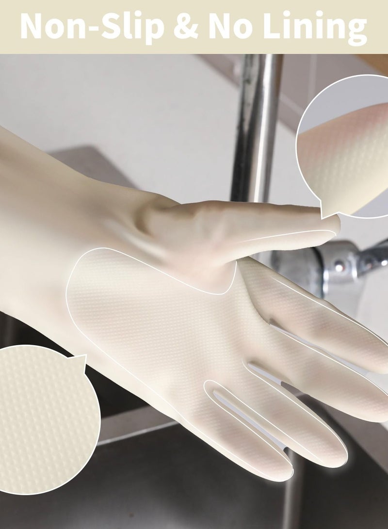 Nitrile Cleaning Gloves, Heavy Duty Long Cuff Reusable Gloves for Kitchen, Bathroom, Gardening, and More, 3 Pairs, Size M, White - Image 1