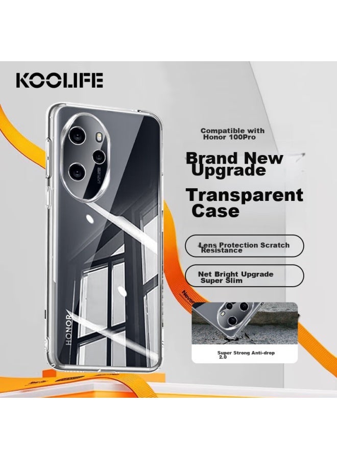 Koolife Case For Honor 100 Pro, Protective Cover For Huawei Honor 100 Pro, Full Lens Protection, Simple Skin-friendly Transparent Soft Shell, Fingerprint-resistant Back Cover - Image 1