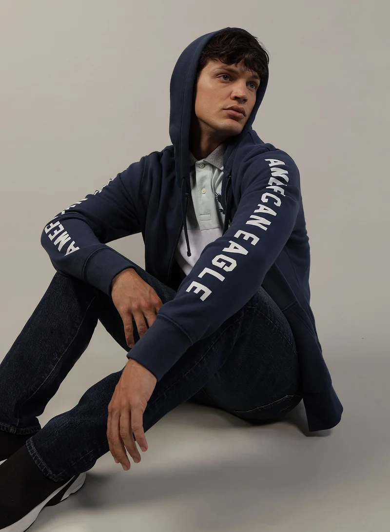 American Eagle Graphic Zip Through  Hoodie