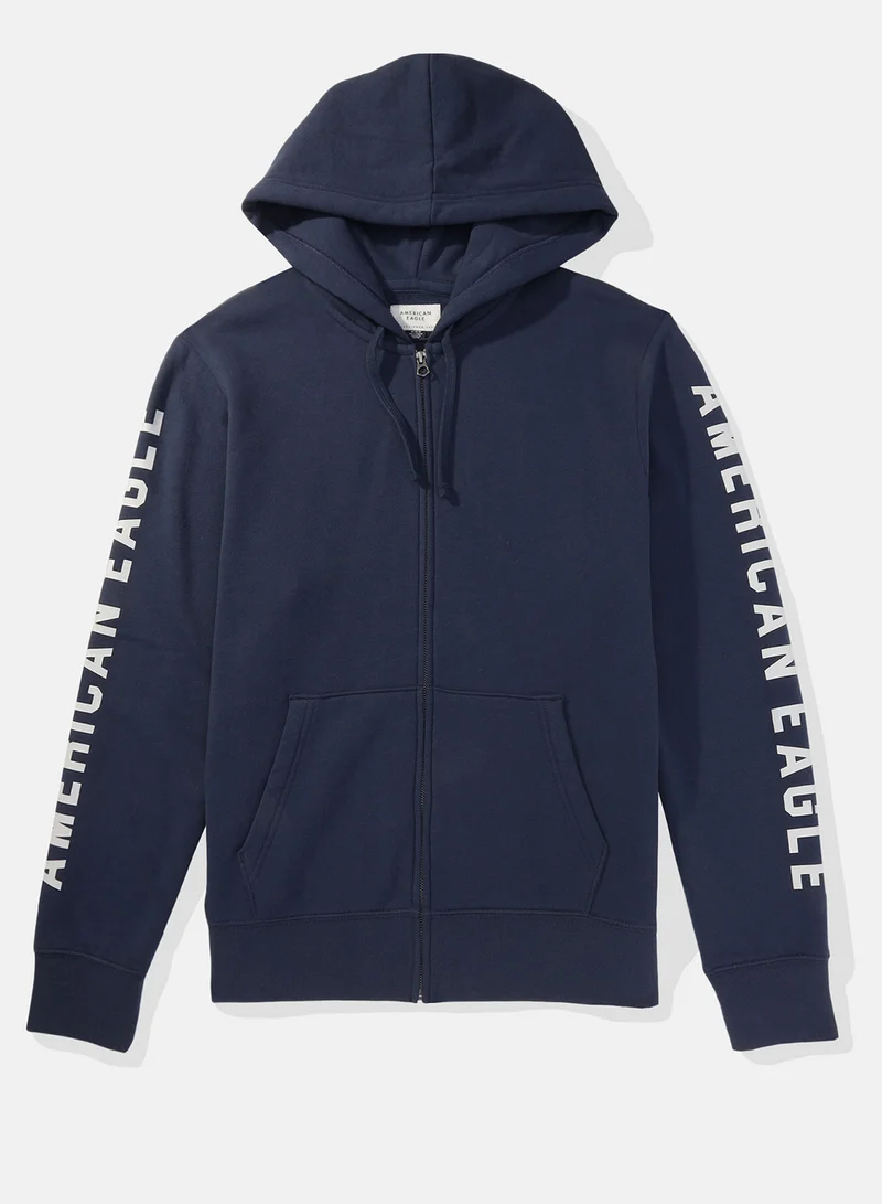 American Eagle Graphic Zip Through  Hoodie