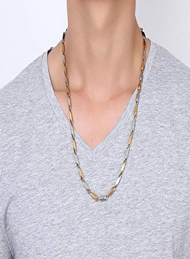 BEAUTIVIA Trendy Steel Rice Chain Necklace for Men and Boys - Image 3
