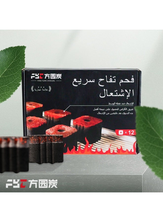 أف واي سي فحم الشواء اف واي سي، سريع الاشتعال، مصنوع من شجرة التفاح الطبيعية، عديم الرائحة، يدوم حتى 3 ساعات متواصلة، كل علبة تحتوي على 12 مكعب، الكمية: 3 علب. - Image 3