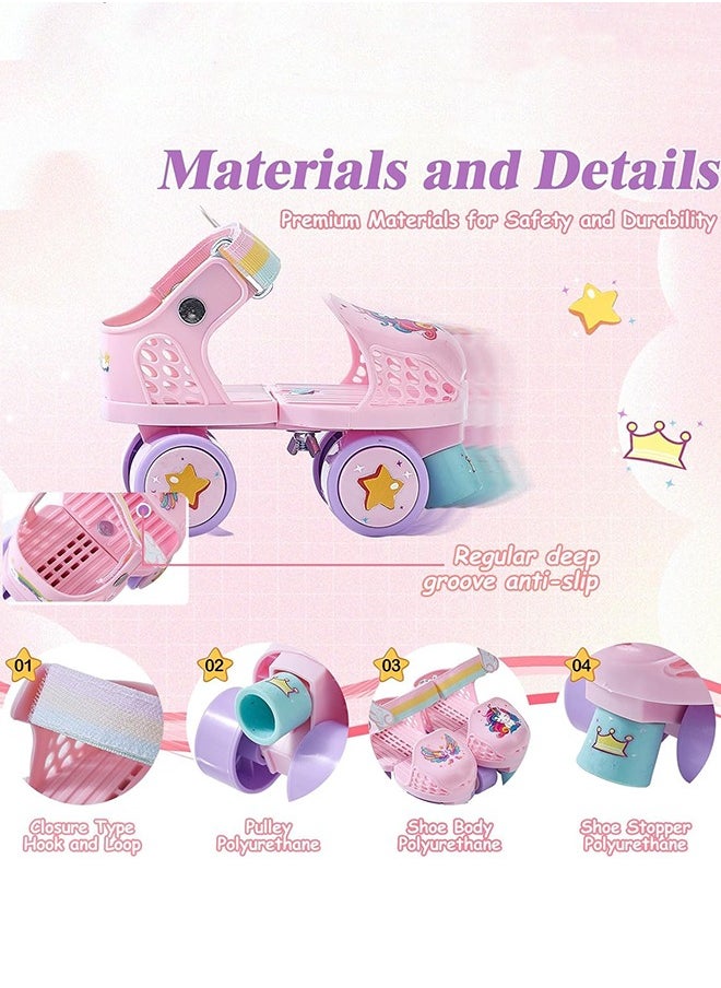 جارلو أطفال Roller Skates البنات والفتيان عمر 2-6 ، Rollerskates للأطفال الصغار قابل للتعديل Quad Skate الأحذية للمبتدئين  - Image 2