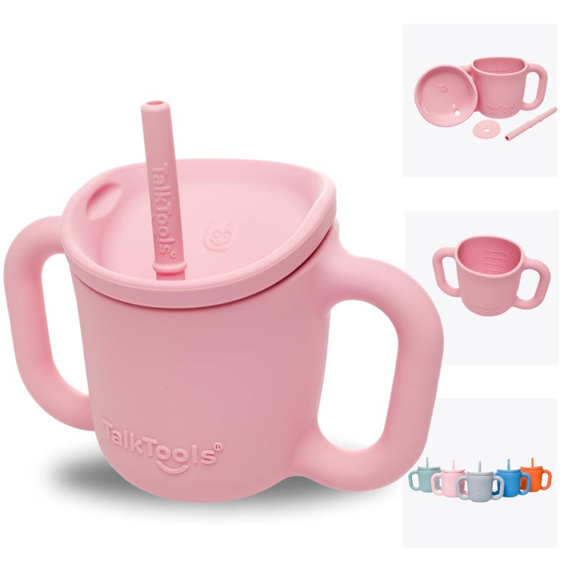 TalkTools ITSY Silicone Training Cup â€“ Mini Straw Cup for Baby - Anti Leak, Spill Proof and BPA Free Cup with Straw Insertion for Kids (Bubblegum) - Image 1