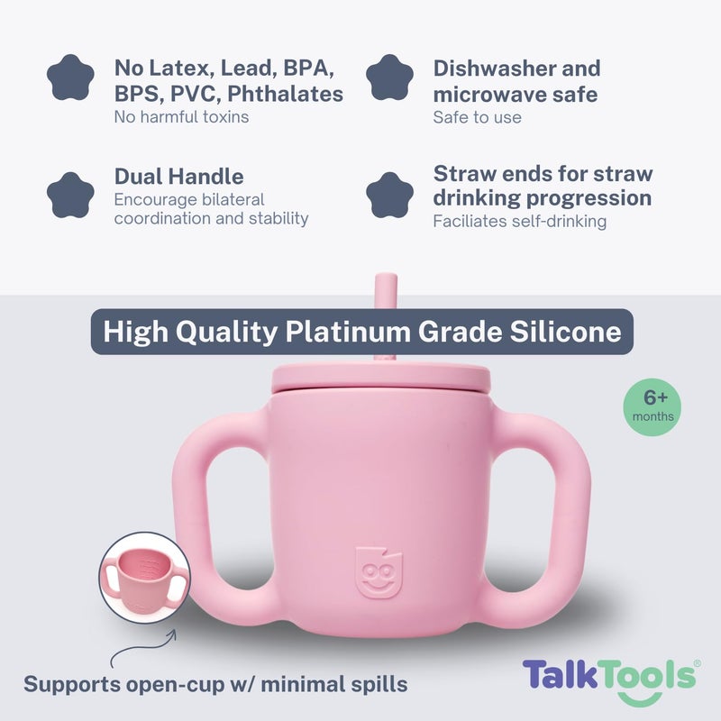 TalkTools ITSY Silicone Training Cup â€“ Mini Straw Cup for Baby - Anti Leak, Spill Proof and BPA Free Cup with Straw Insertion for Kids (Bubblegum) - Image 2