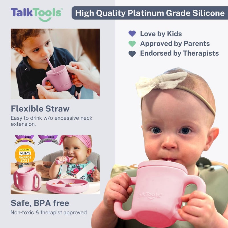 TalkTools ITSY Silicone Training Cup â€“ Mini Straw Cup for Baby - Anti Leak, Spill Proof and BPA Free Cup with Straw Insertion for Kids (Bubblegum) - Image 4