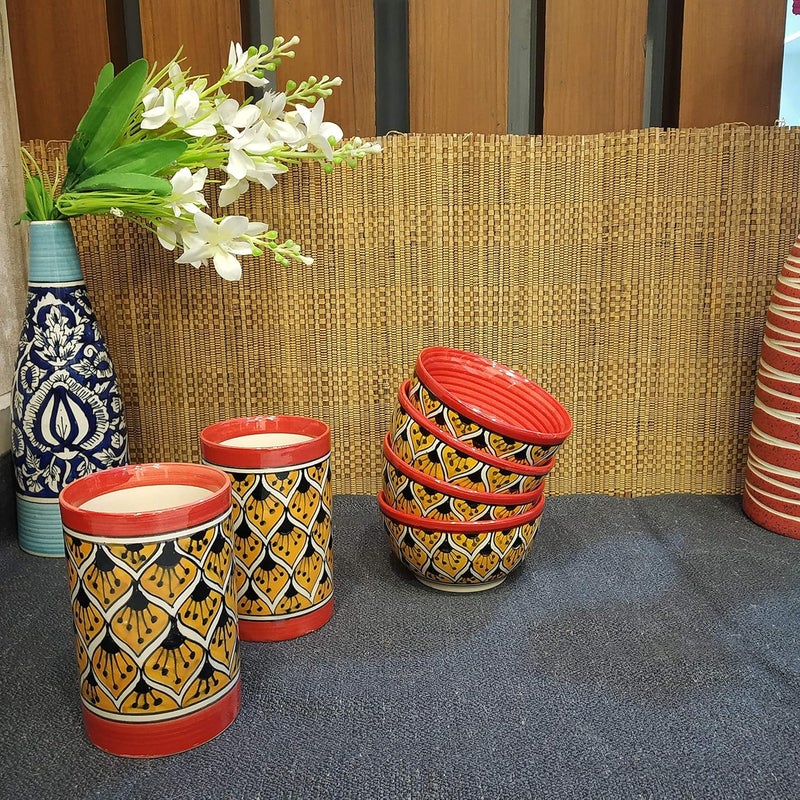 Caffeine Ceramic Handmade Orange Morocco Combo Dinner Set (10 pcs.) - Image 3