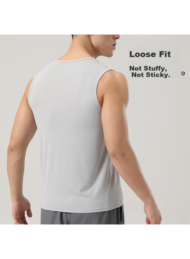 Ice Silk Mesh Tank Top For Men, Summer Lightweight Undershirt, Casual Versatile Sports Sleeveless Vest, Sleeveless Undershirt - Image 4