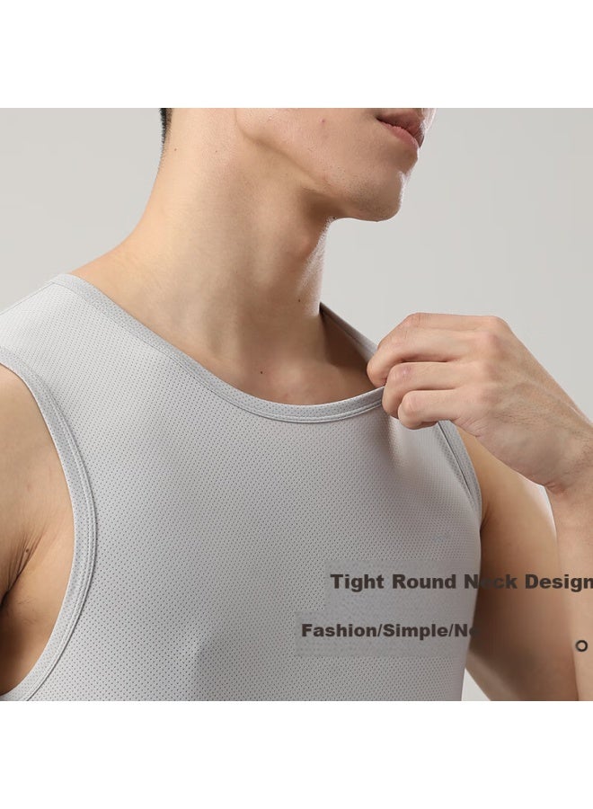 Ice Silk Mesh Tank Top For Men, Summer Lightweight Undershirt, Casual Versatile Sports Sleeveless Vest, Sleeveless Undershirt - Image 2