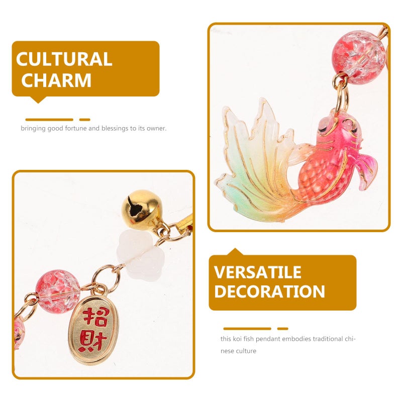Koi Fish Keychain Lucky Charm Pendant with Woven Rope for Phone Bag Car Mirror Hanging Ornament - Image 4