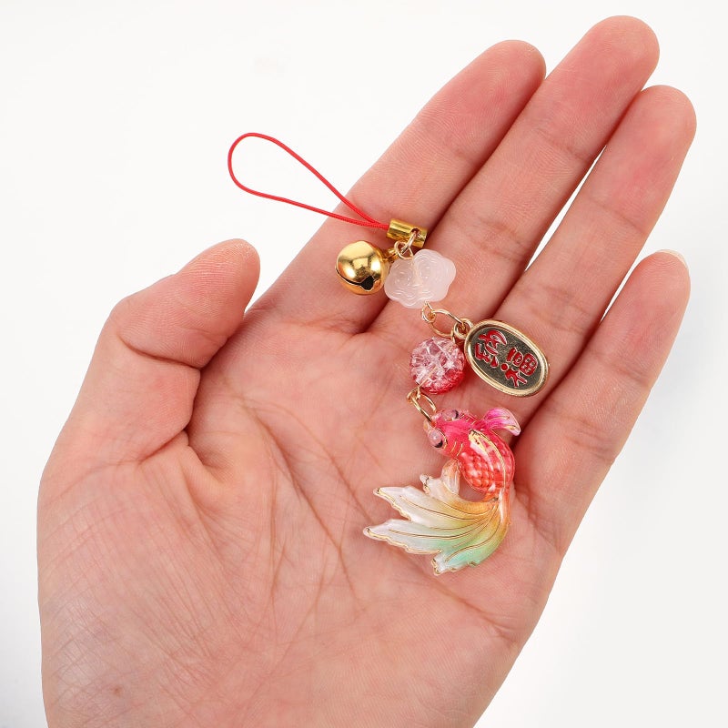 Koi Fish Keychain Lucky Charm Pendant with Woven Rope for Phone Bag Car Mirror Hanging Ornament - Image 5